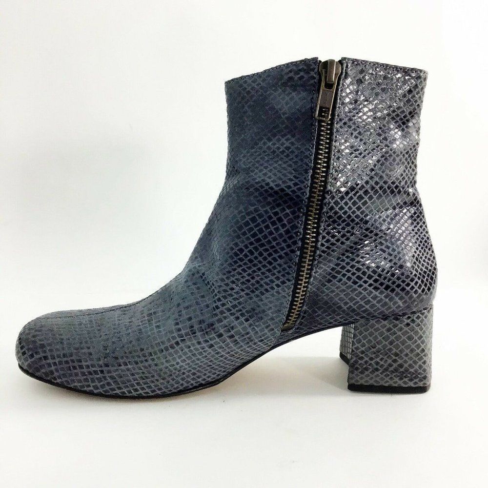 Ganni Python Snake Embossed Ankle Bootie Blue Wom… - image 3